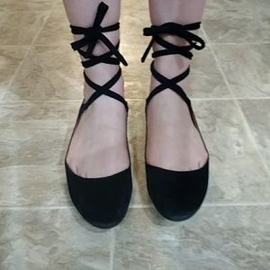 Lace Up Black Ballet Flats Steve Madden